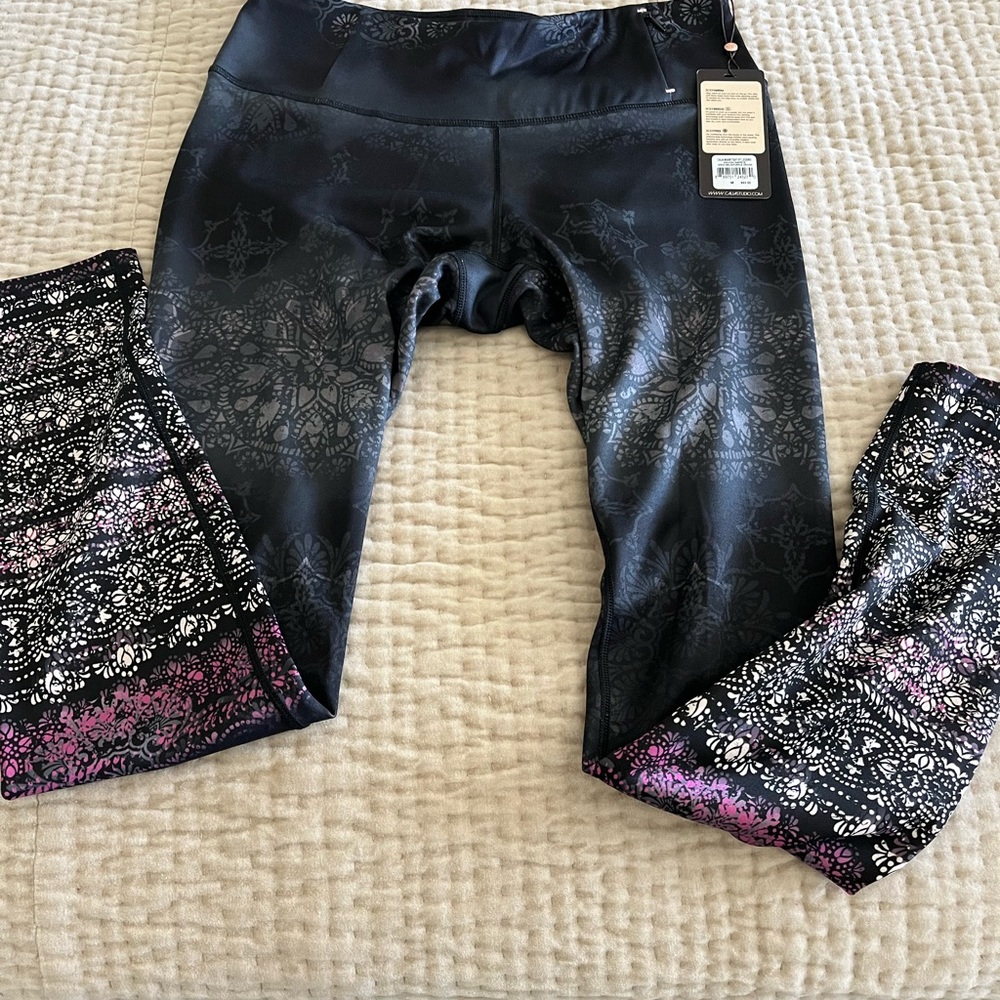 Calia Black Leggings with Pink  Accent Print